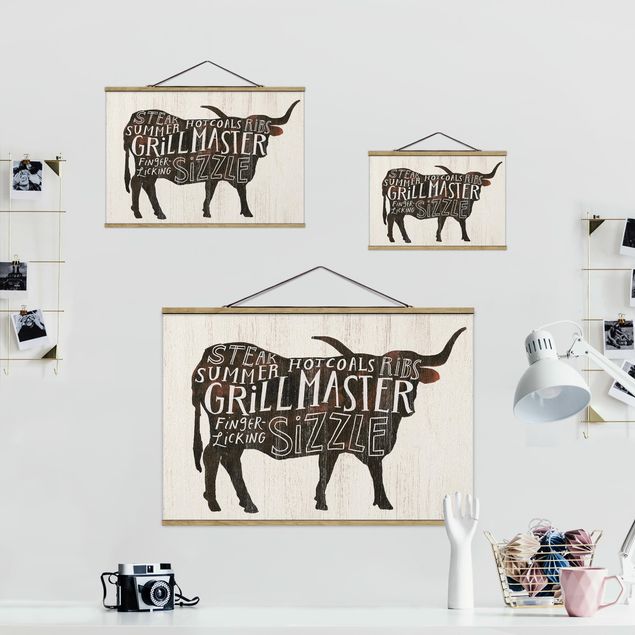 Fabric print with poster hangers - Farm BBQ - Beef