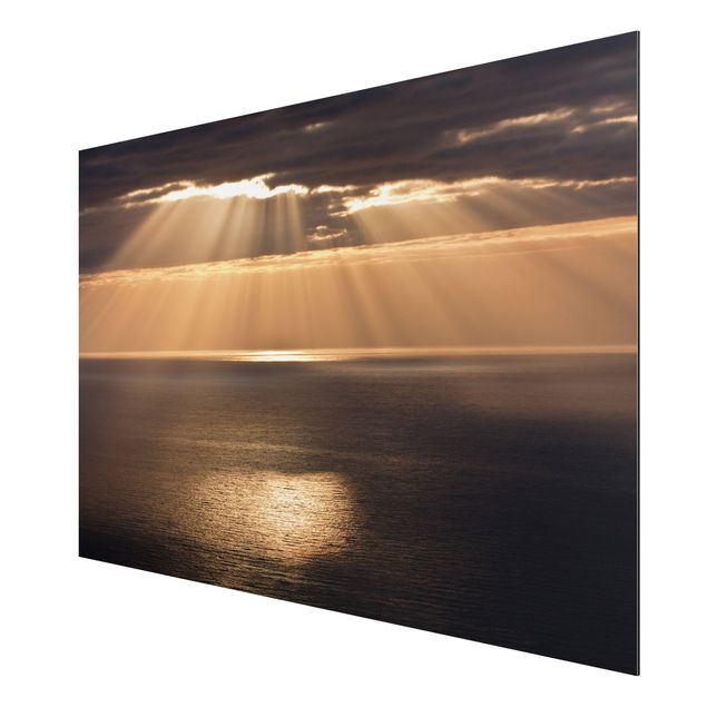 Print on aluminium - Sun Beams Over The Ocean