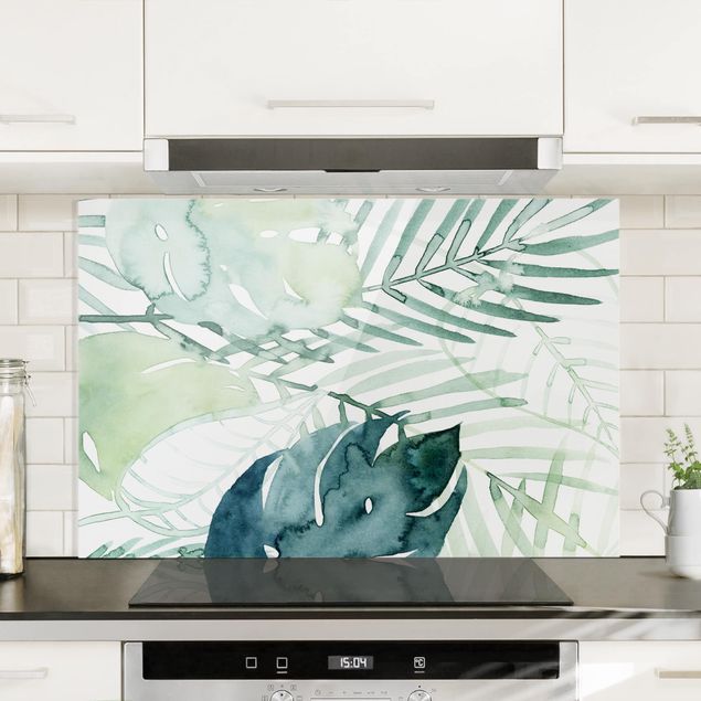 Glass splashback patterns Palm Fronds In Watercolour I