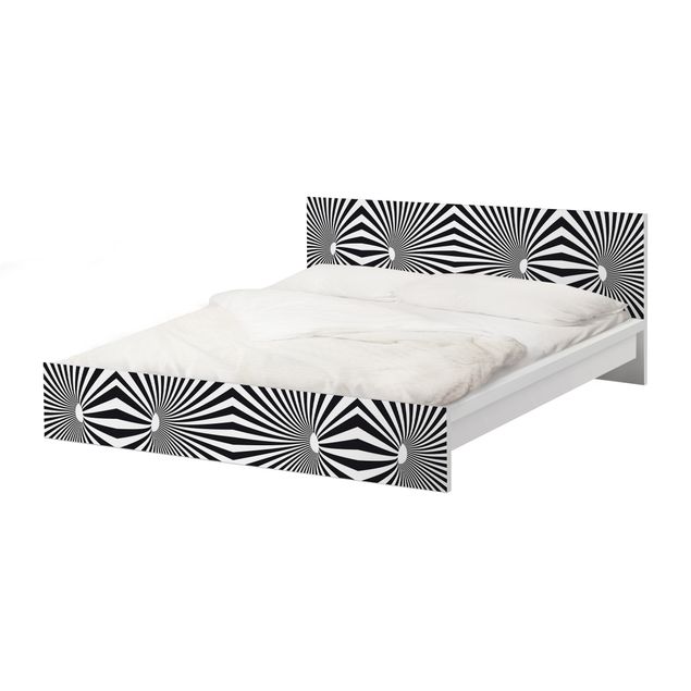 Adhesive film for furniture IKEA - Malm bed 140x200cm - Psychedelic Black And White pattern