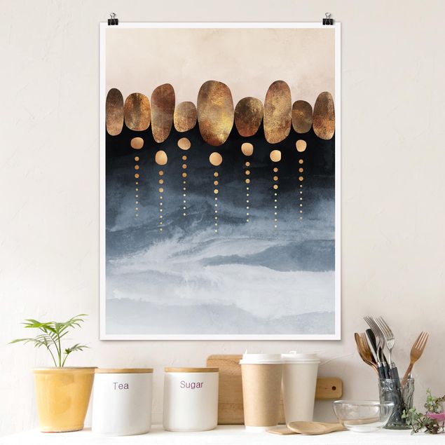 Poster - Abstract Golden Stones