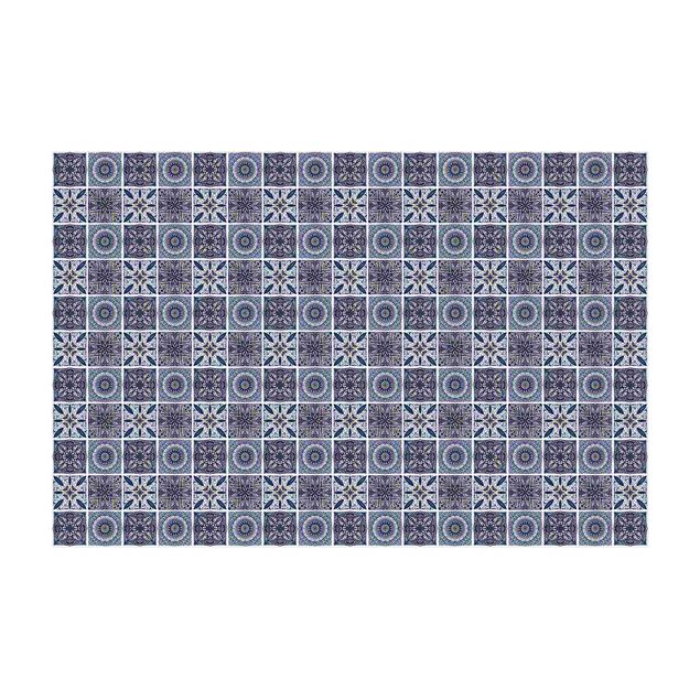 Blue rugs Oriental Mandala Pattern Mix With Blue And Gold
