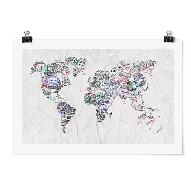 Poster - Passport Stamp World Map