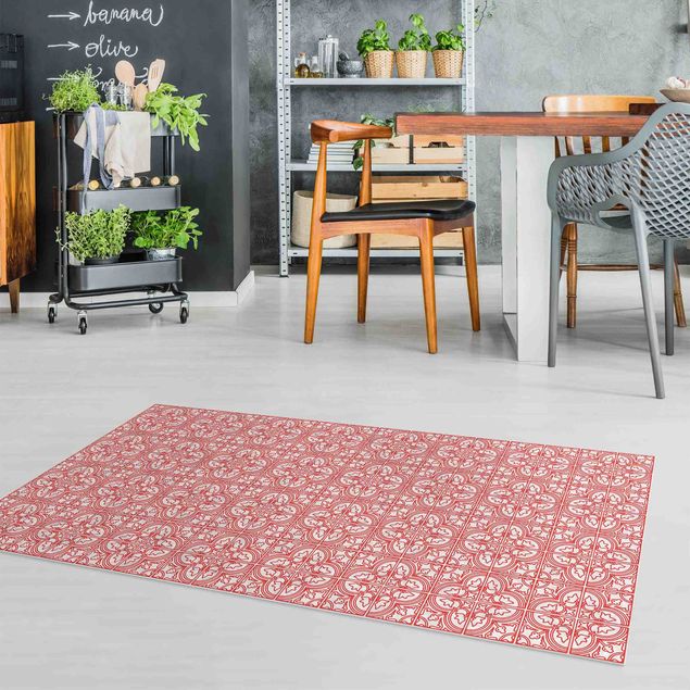 kitchen runner rugs Tile Pattern Faro Red