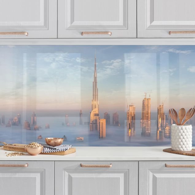 Kitchen splashback architecture and skylines Dubai Above The Clouds