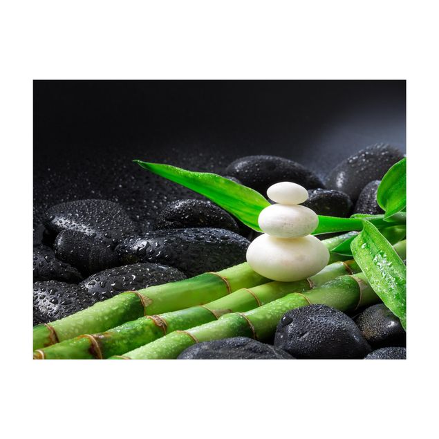 Zen rugs White Stones On Bamboo
