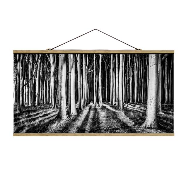 Fabric print with poster hangers - Spooky Forest