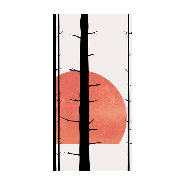 forest theme rug Red Sun In The Enchanted Forest