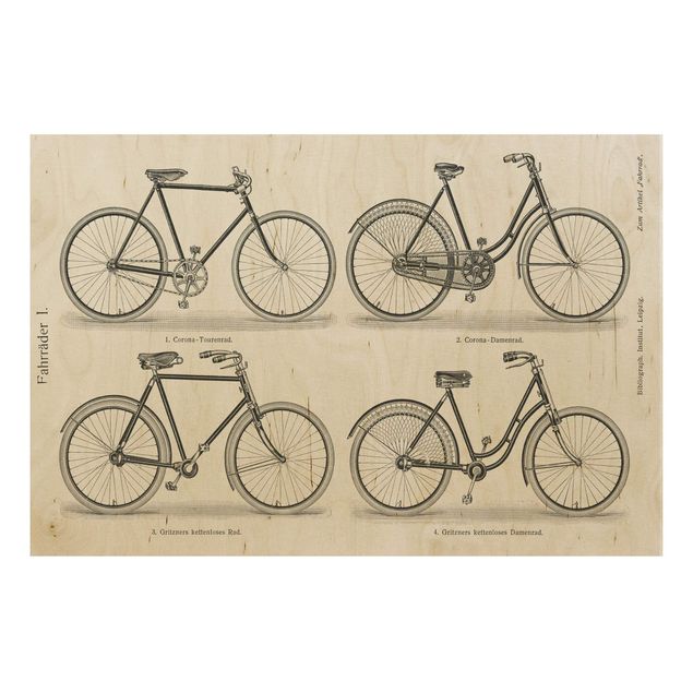 Print on wood - Vintage Poster Bicycles