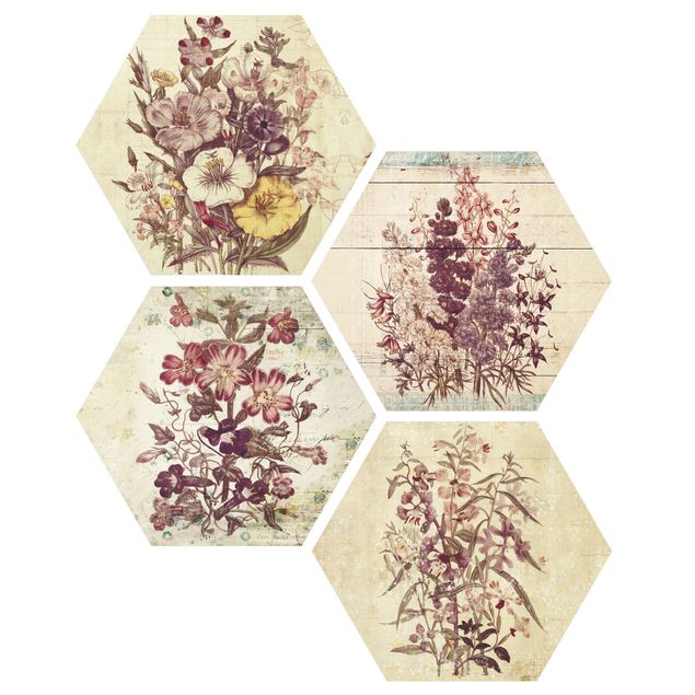Alu-Dibond hexagon - Vintage Floral Collection