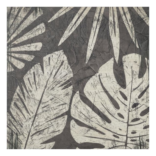 Glass Splashback - Palm Leaves Against A Dark Gray - Square 1:1
