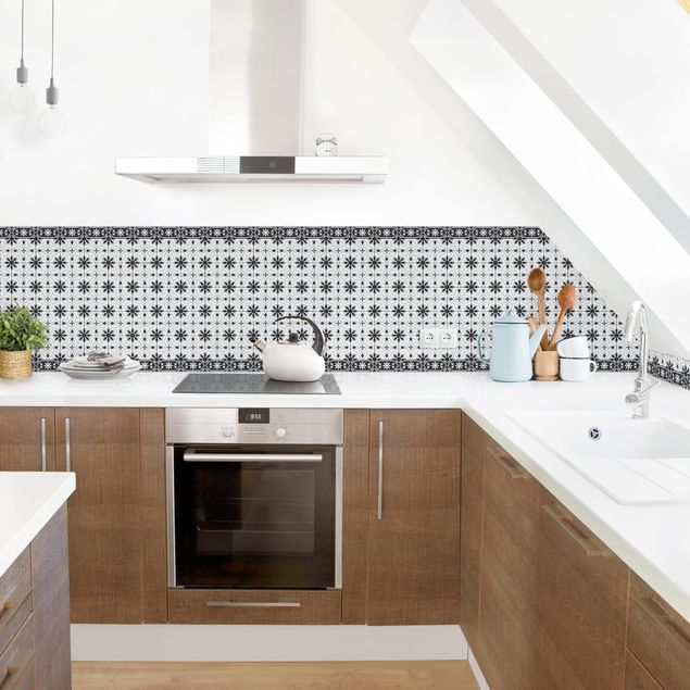 Kitchen splashback tiles Geometrical Tile Mix Cross Black
