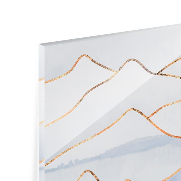 Splashback - Watercolour Mountains White Gold