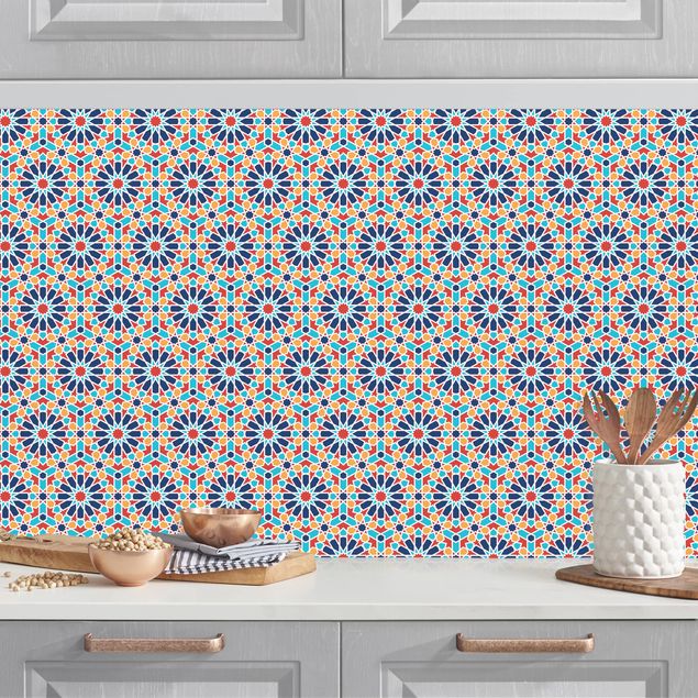 Kitchen splashback patterns Oriental Patterns With Colourful Stars