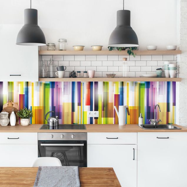 Kitchen splashback abstract Rainbow Cubes II