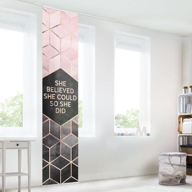 Sliding panel curtain - She Believed She Could Rosé Gold
