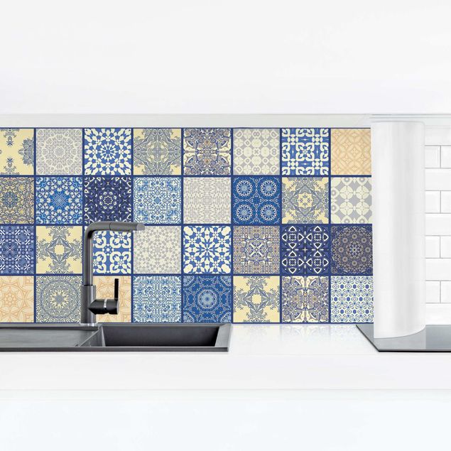 Kitchen splashbacks Sunny Mediterranian Tiles With Blue Joints