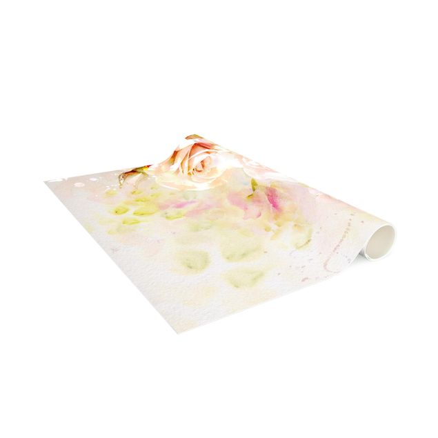 floral area rugs Watercolour Rose Composition