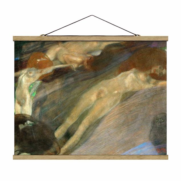 Fabric print with poster hangers - Gustav Klimt - Moving Water