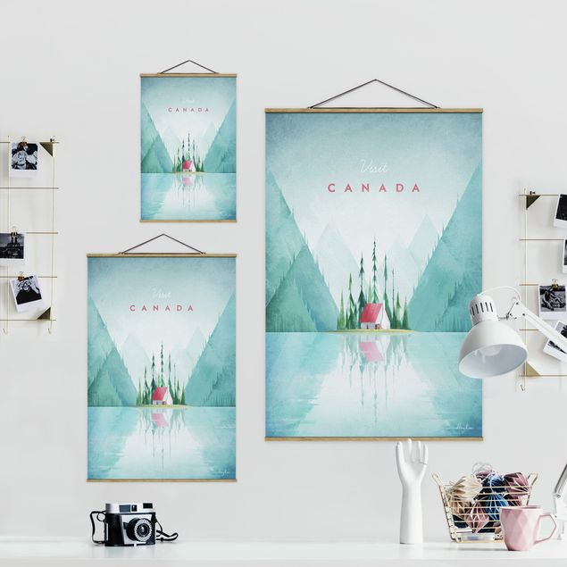 Fabric print with poster hangers - Travel Poster - Canada