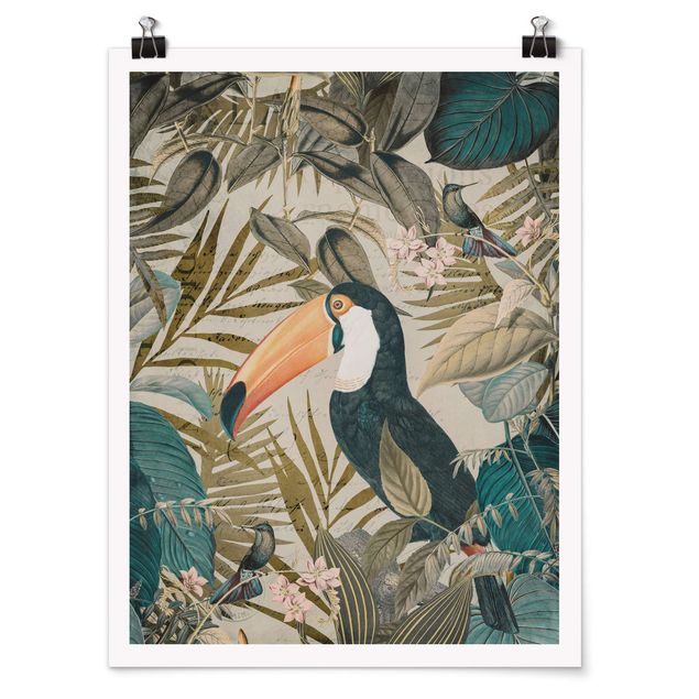 Poster - Vintage Collage - Toucan In The Jungle