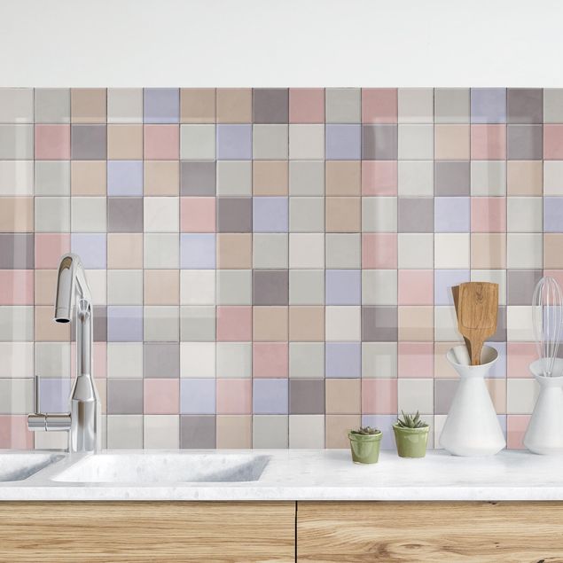 Kitchen splashback plain Mosaic Tiles - Coloured Shabby