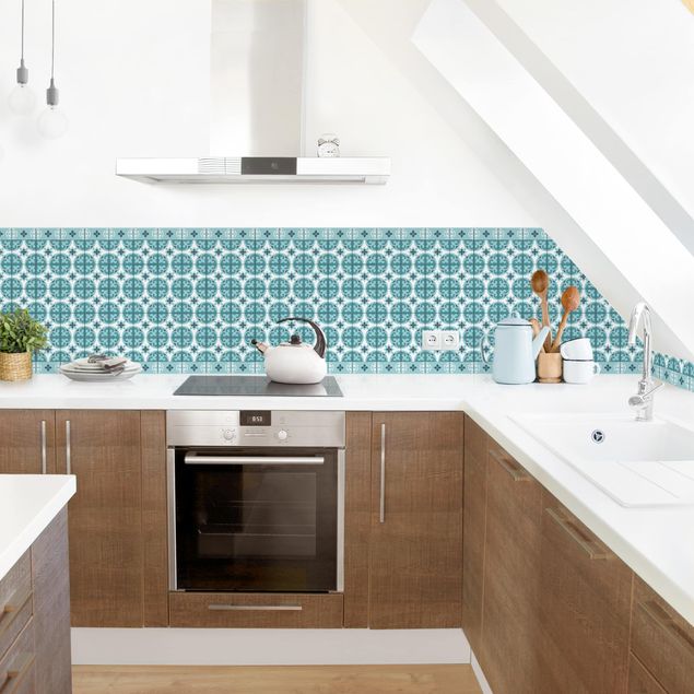 Kitchen splashbacks Geometrical Tile Mix Circles Turquoise