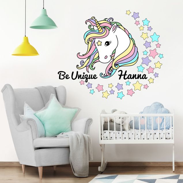 Animal print wall stickers Unicorn Illustration Pastel Stars