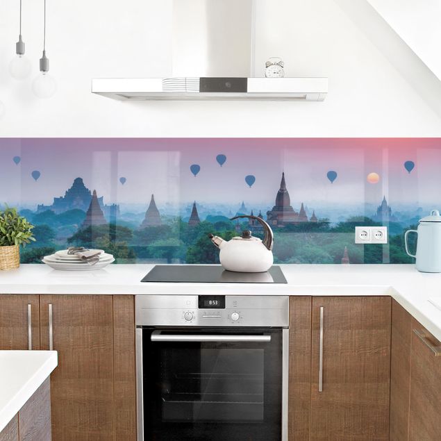 Kitchen wall cladding - Hot-Air Balloon Above Temple Complex