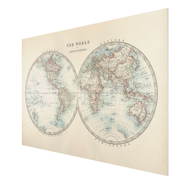 Print on forex - Vintage World Map The Two Hemispheres