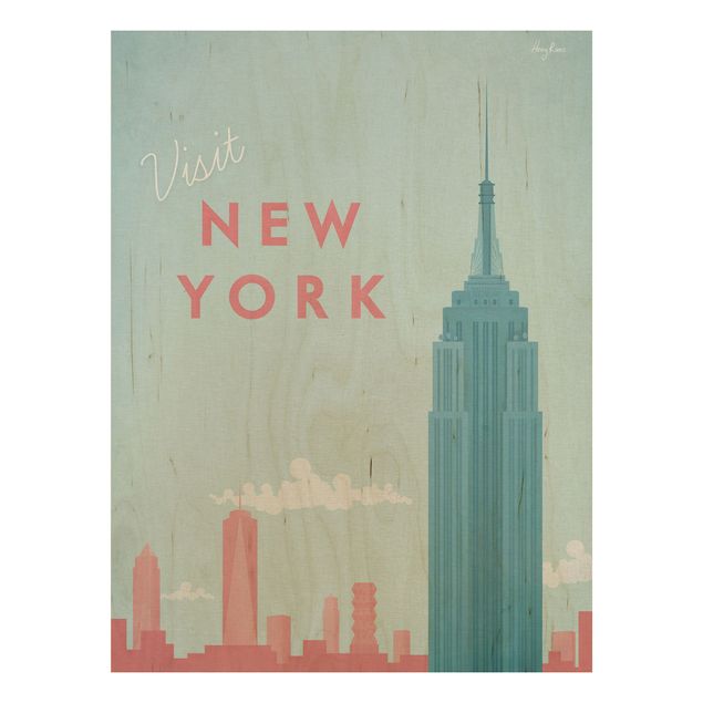 Print on wood - Travel Poster - New York