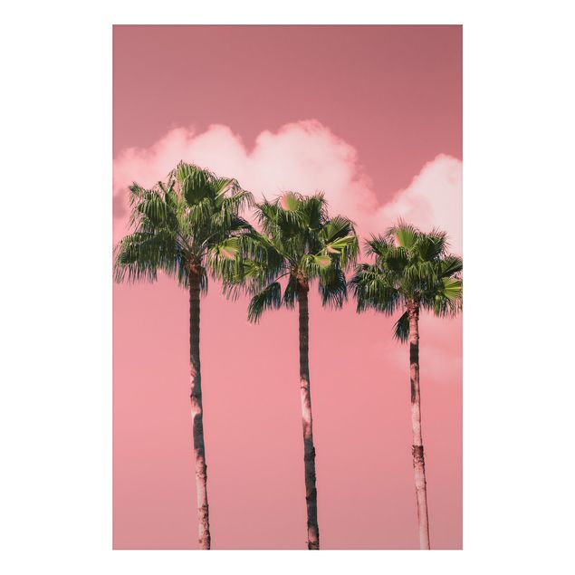 Print on aluminium - Palm Trees Against Sky Pink