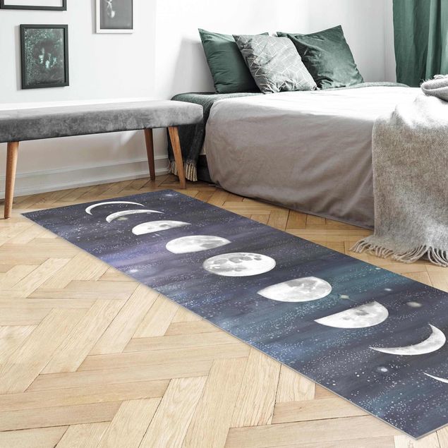 Runner rugs Moon Phases In Watercolour