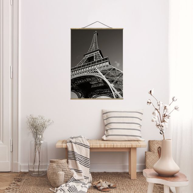 Fabric print with poster hangers - Eiffel tower