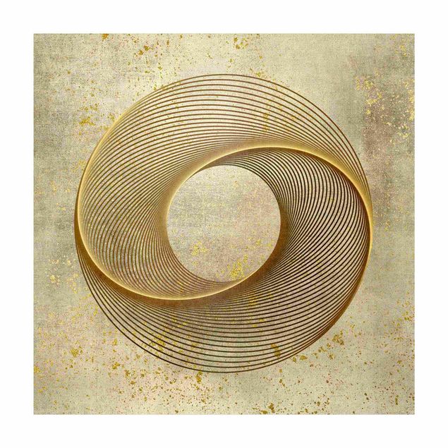 dining room area rugs Line Art Circling Spirale Gold