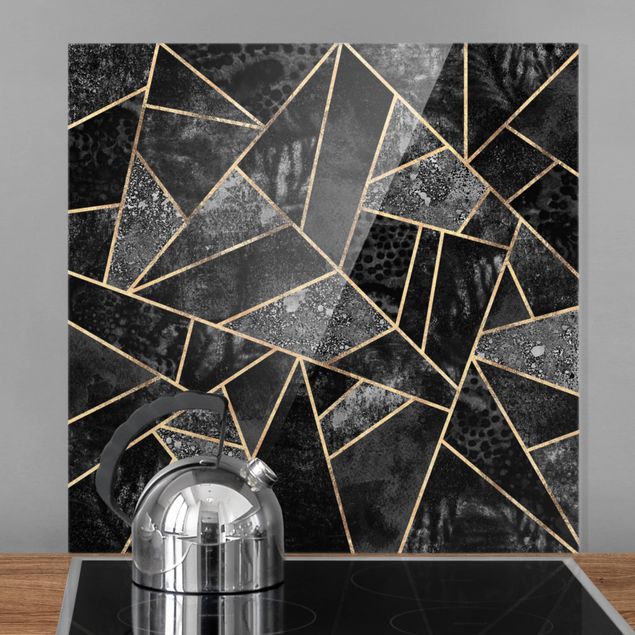 Patterned glass splashbacks Gray Triangles Gold