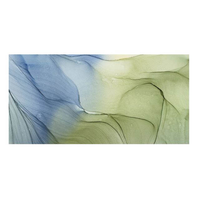 Splashback - Mottled Bluish Grey With Moss Green - Landscape format 2:1