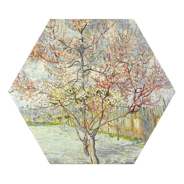 Alu-Dibond hexagon - Vincent van Gogh - Flowering Peach Trees