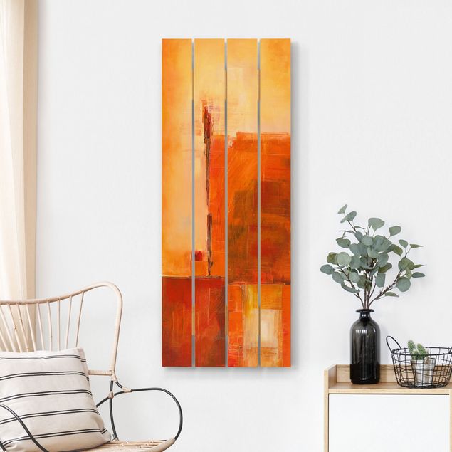 Print on wood - Abstract Orange Brown