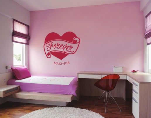 Love heart wall stickers No.UL109 Customised text Forever