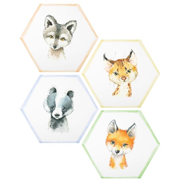 Forex hexagon - Watercolour Forest Animals Set IV
