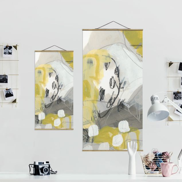 Fabric print with poster hangers - Lemons In The Mist III