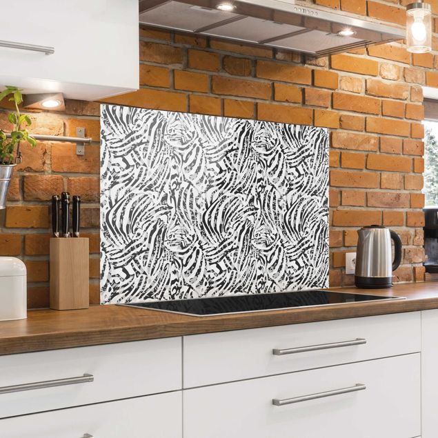 Glass splashback abstract Zebra Pattern In Shades Of Grey