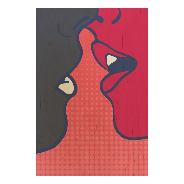 Print on wood - Pop Art Kiss