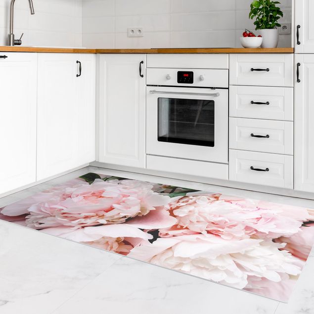 kitchen runner rugs Peonies Light Pink