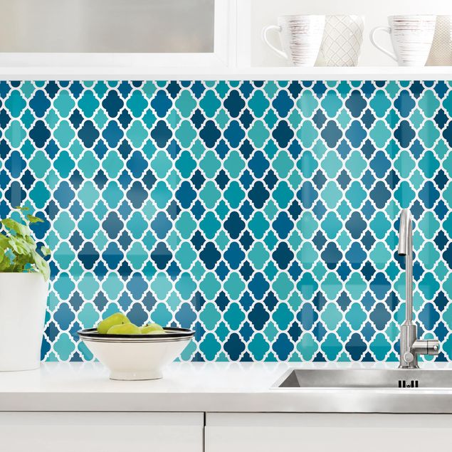 Kitchen splashback patterns Oriental Patterns With Turquoise Ornaments