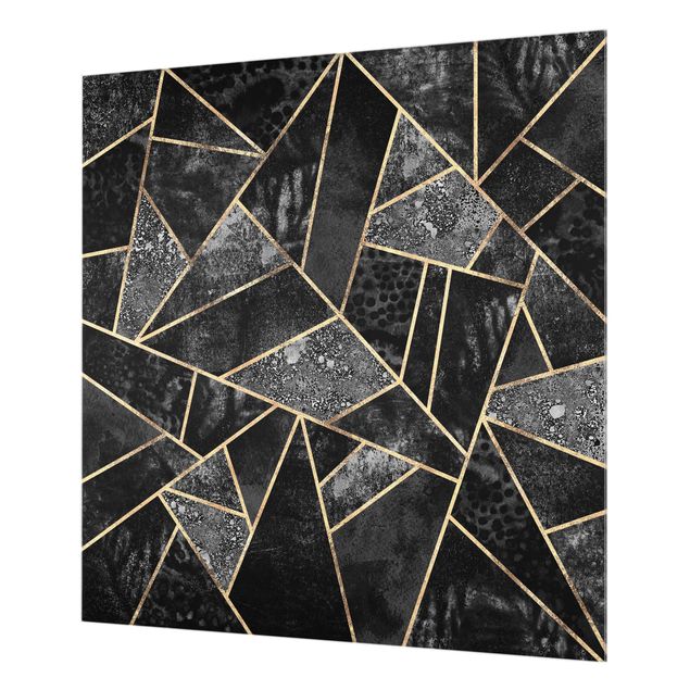 Glass Splashback - Gray Triangles Gold - Square 1:1