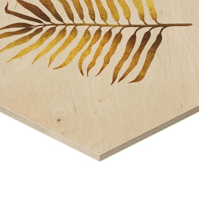 Wooden hexagon - Gold - Palm Leaf II