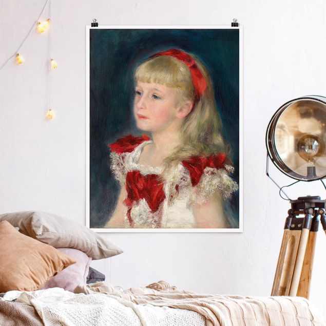 Poster art print - Auguste Renoir - Mademoiselle Grimprel with red Ribbon