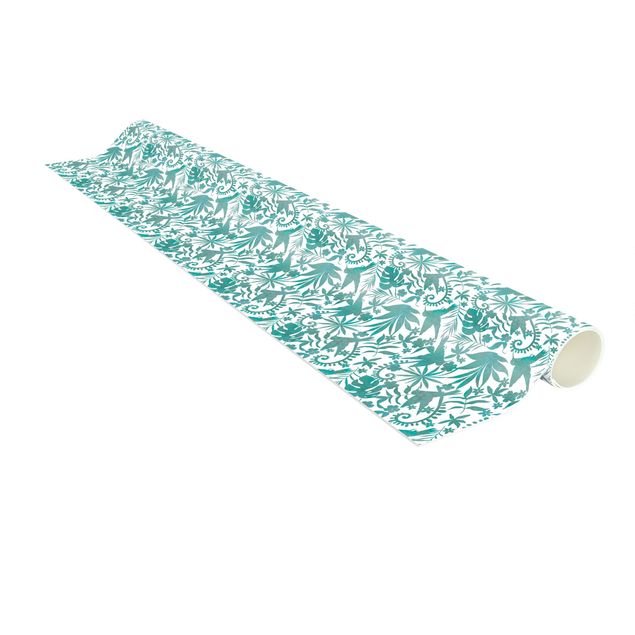 Modern rugs Watercolour Hummingbird And Plant Silhouettes Pattern In Turquoise